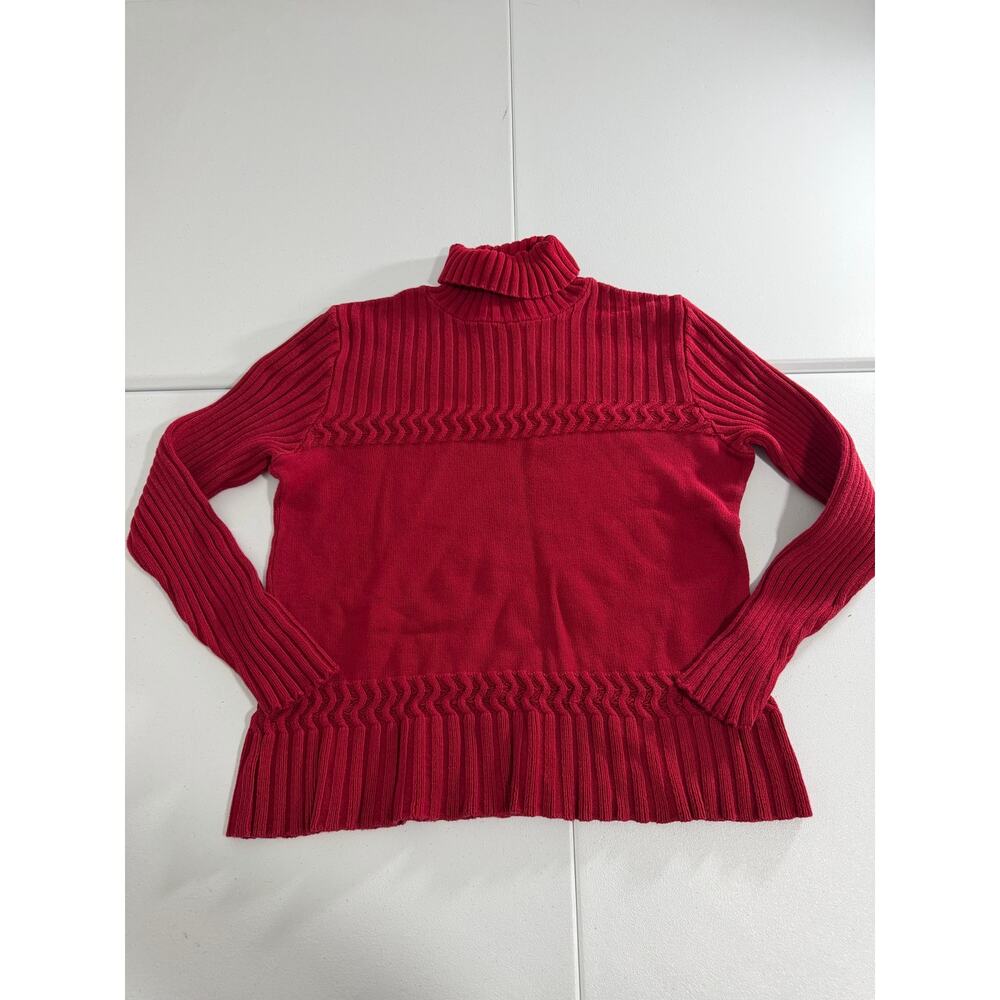 Coldwater Creek Women's L Red Turtleneck Ribbed Knit Sweater Made in Canada